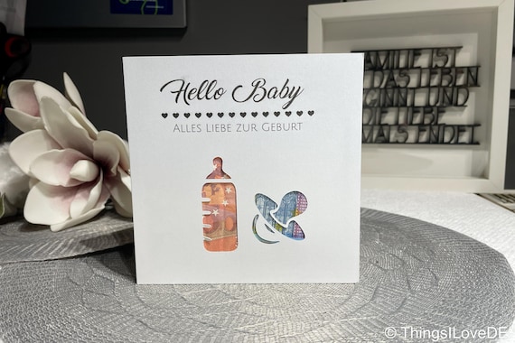 Geldgeschenk Karte zur Geburt Sohn Tochter Enkel | Glückwunsch zur Geburt zum Baby | Babygeschenk Geburtsgeschenk Motiv Schnuller
