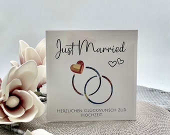 besondere Karte Geldgeschenk zur Hochzeit Brautpaar, Motiv Ringe