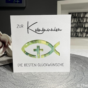 besondere Geldgeschenk Karte zur Kommunion | Glückwunsch zur Kommunion Konfirmation | Geldgeschenk Kommunion Motiv Fisch