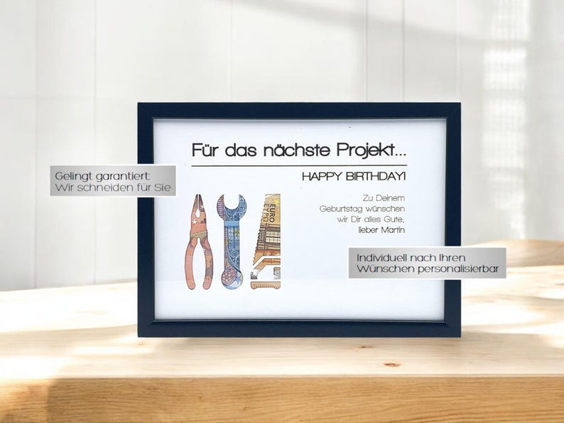 Personalized birthday gift for men | for their next project | money gift for men, DIY enthusiasts, tradespeople, dads, grandpas, brothers image 2