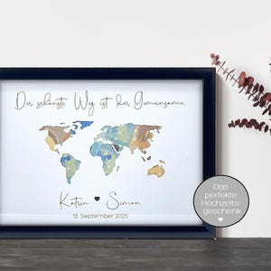 personalisiertes Hochzeitsgeschenk Geldgeschenk Weltkarte - einzigartiges Geschenk für die Hochzeit Flitterwochen Hochzeitsreise