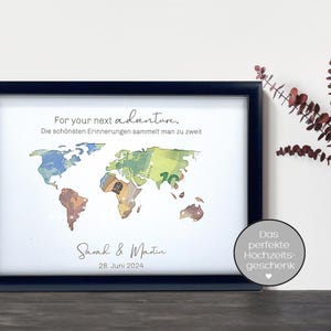 personalisiertes Hochzeitsgeschenk, Geldgeschenk zur Hochzeit Weltkarte Adventure | Geschenk zur Hochzeit | besondere Geschenkidee Hochzeit