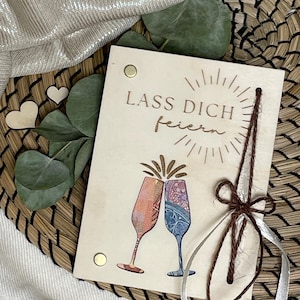 Verjaardagskaart als geldgeschenk, creatieve, handgemaakte houten kaart als geldgeschenk, ideaal voor verjaardagsvieringen!
