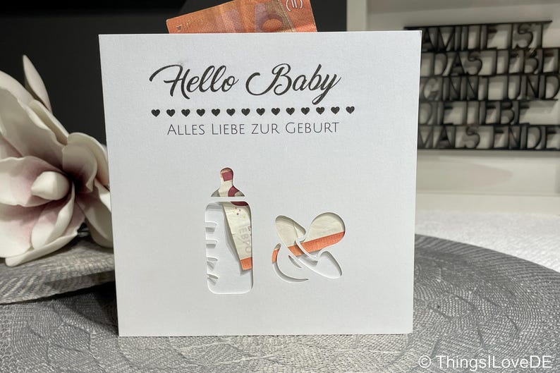 Cash gift card for the birth of a son, daughter, grandson | Congratulations on the birth of a baby | Baby gift, birth gift, pacifier motif image 4