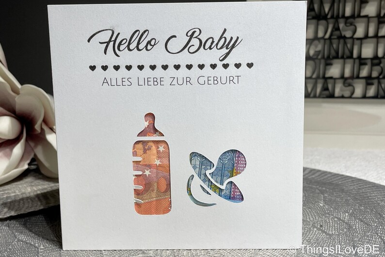 Cash gift card for the birth of a son, daughter, grandson | Congratulations on the birth of a baby | Baby gift, birth gift, pacifier motif image 3