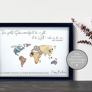 personalisiertes Geburtstagsgeschenk Geldgeschenk Weltkarte Abenteuer Reise - einzigartiges Geschenk zum Geburtstag Urlaubskasse