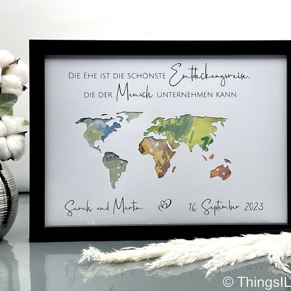 personalized wedding gift world map discovery trip | cash gift for wedding | special gift idea for wedding