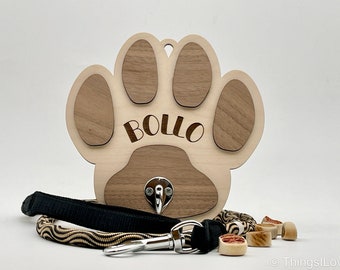 Hundegarderobe für Hunde-Halsband Dogstation | Halterung für Hundeleine personalisiert | Geburtstagsgeschenk Hund Geschenkidee Geburtstag