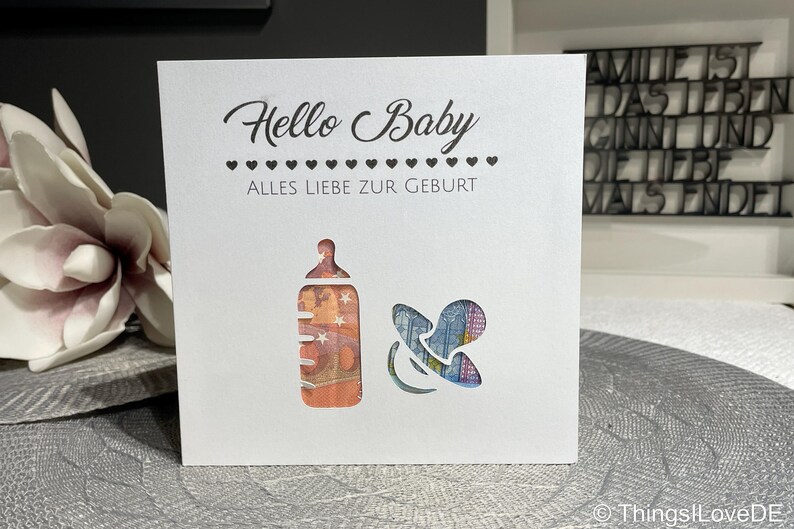 Cash gift card for the birth of a son, daughter, grandson | Congratulations on the birth of a baby | Baby gift, birth gift, pacifier motif image 2