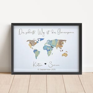 Personalized wedding gift world map | Cash gift for wedding world map | Gift for the honeymoon honeymoon