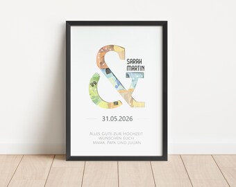 personalisiertes Geldgeschenk zur Hochzeit Du & Ich | Hochzeitsgeschenk Geld | einzigartige Geschenkidee für das Brautpaar