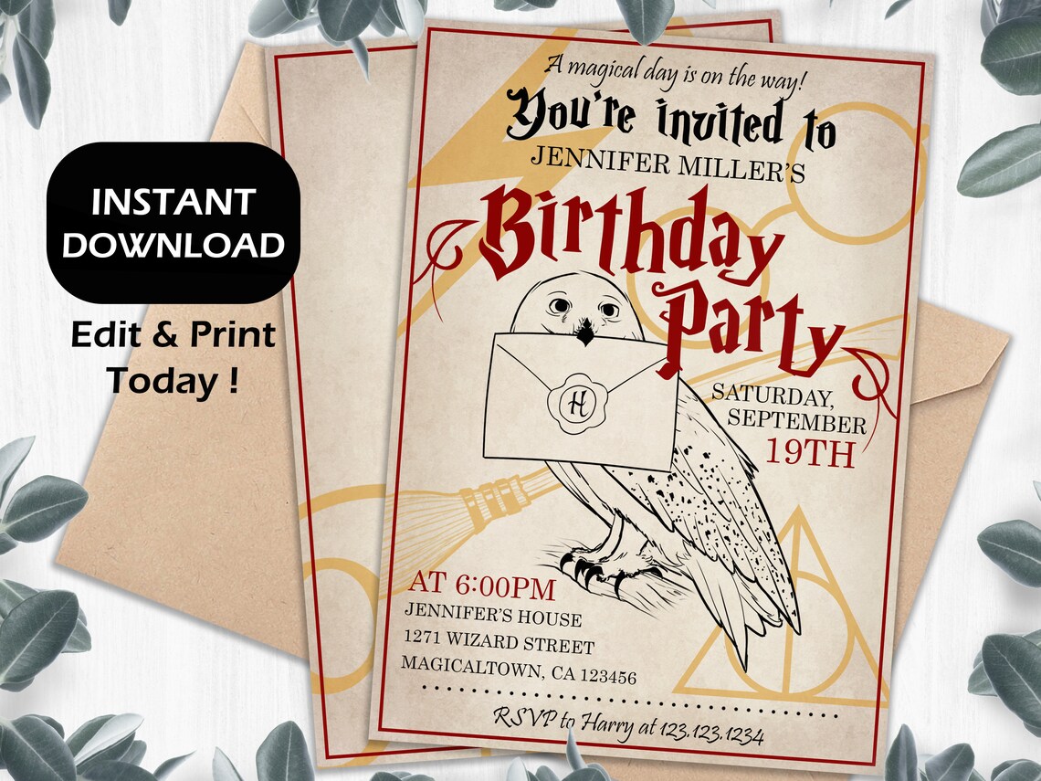 Wizard Birthday Party Printable Invitation Instant Download | Etsy