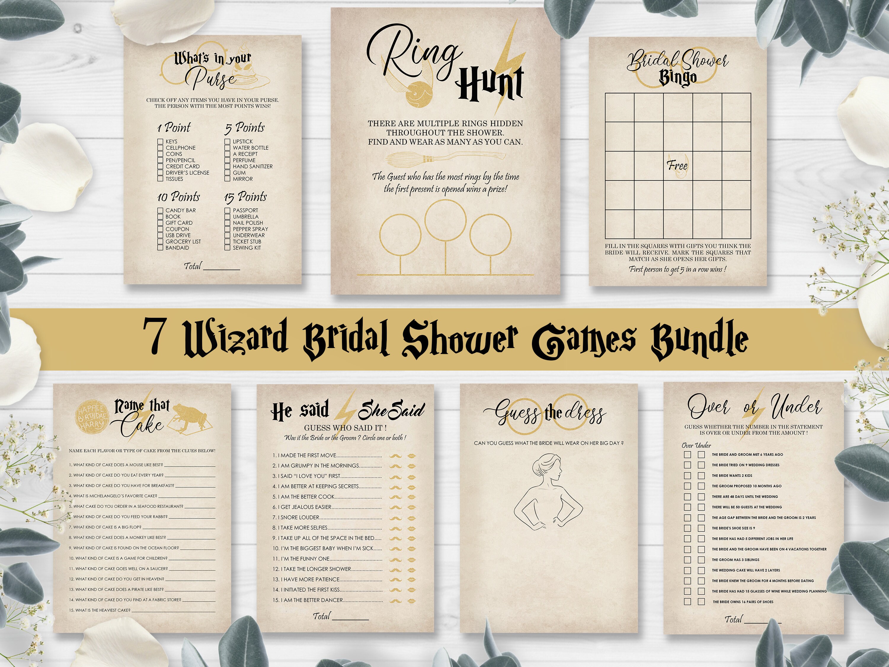 Bridal Shower Games Printable 7 Wizard Printable Bridal Shower - Etsy
