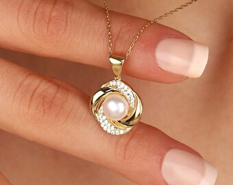 Halsband med rospärlor i 925 sterlingsilver, handgjorda eleganta smycken
