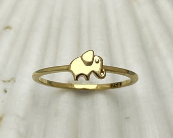 Elephant Ring, Good Luck Ring, Gold Animal Ring, Minimal Everyday Ring, Gold Elephant Ring, Elephant Jewelry, Gift For Her, 14K Solid Gold