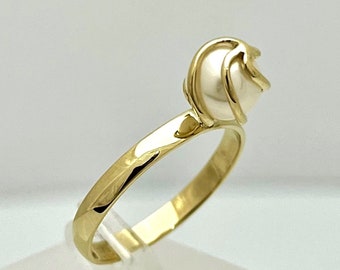 Handmade Pearl Cage Ring: 14k Gold Dome Ring