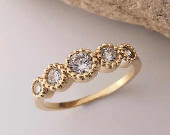 Five Stone Ring 925: Sterling Silver Gemstone Ring