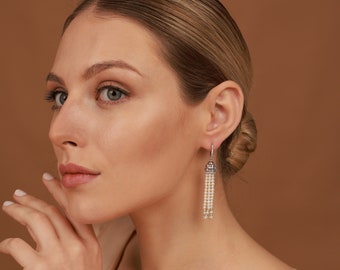Tassel Pearl Earrings By WorkshopZADE, Vintage Pearl Tassel Earrings, Wedding Earrings, Victorian Earrings, Bridal Earrings, Valentine's day