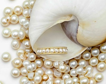 Vintage Pearl Ring: 14K Gold Wedding Jewelry