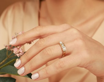 14K Gold Pearl Engagement Ring: Elegant Vintage Style