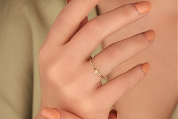 Dainty 14K Gold Butterfly Ring: Minimalist Lucky Ring - Etsy