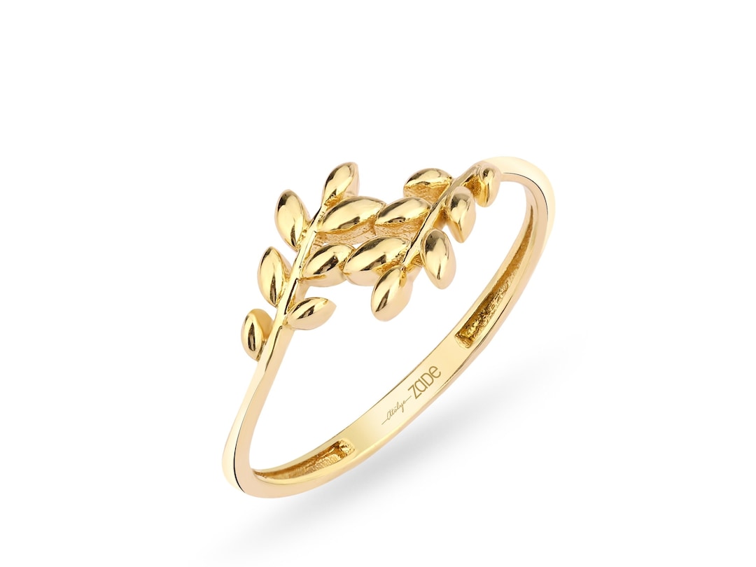 Anillos de hoja de oro, anillo de oro de la paz de la hoja de la rama