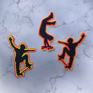 Skateboard Cake Topper, Skateboard Cake Charms, Neon Skateboard Cake Charm, Skateboard Cake Decoration, Skateboard Party Decoration