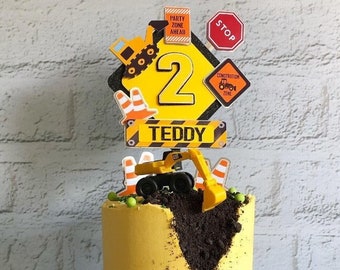 Tractor  Cake Topper, Builders Cake Topper, Construction Party, Kids Cake Topper, Cake Decorations, Digger Cake Topper First Birthday,