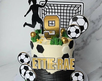 Personalised Girls Football Cake Toppers, Football Cake Decorations, Womans Football Gifts, Football Party Supplies, Female Football