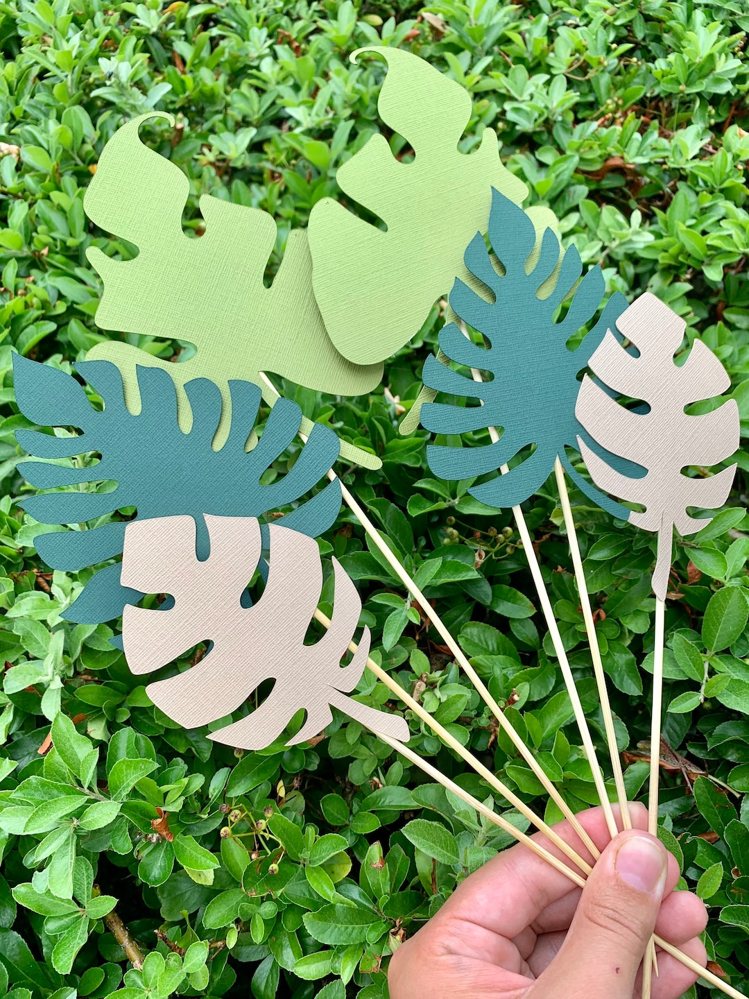 Jungle Cake Topper, Palm Leaves Cake Topper, Green Leaves, Leaf Cake