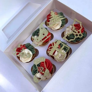 Weihnachts Cupcake Toppers, Frohe Weihnachten Cupcake Toppers, Rentier, Weihnachtsbaum, Weihnachtscracker, Weihnachtstag Cupcake Toppers