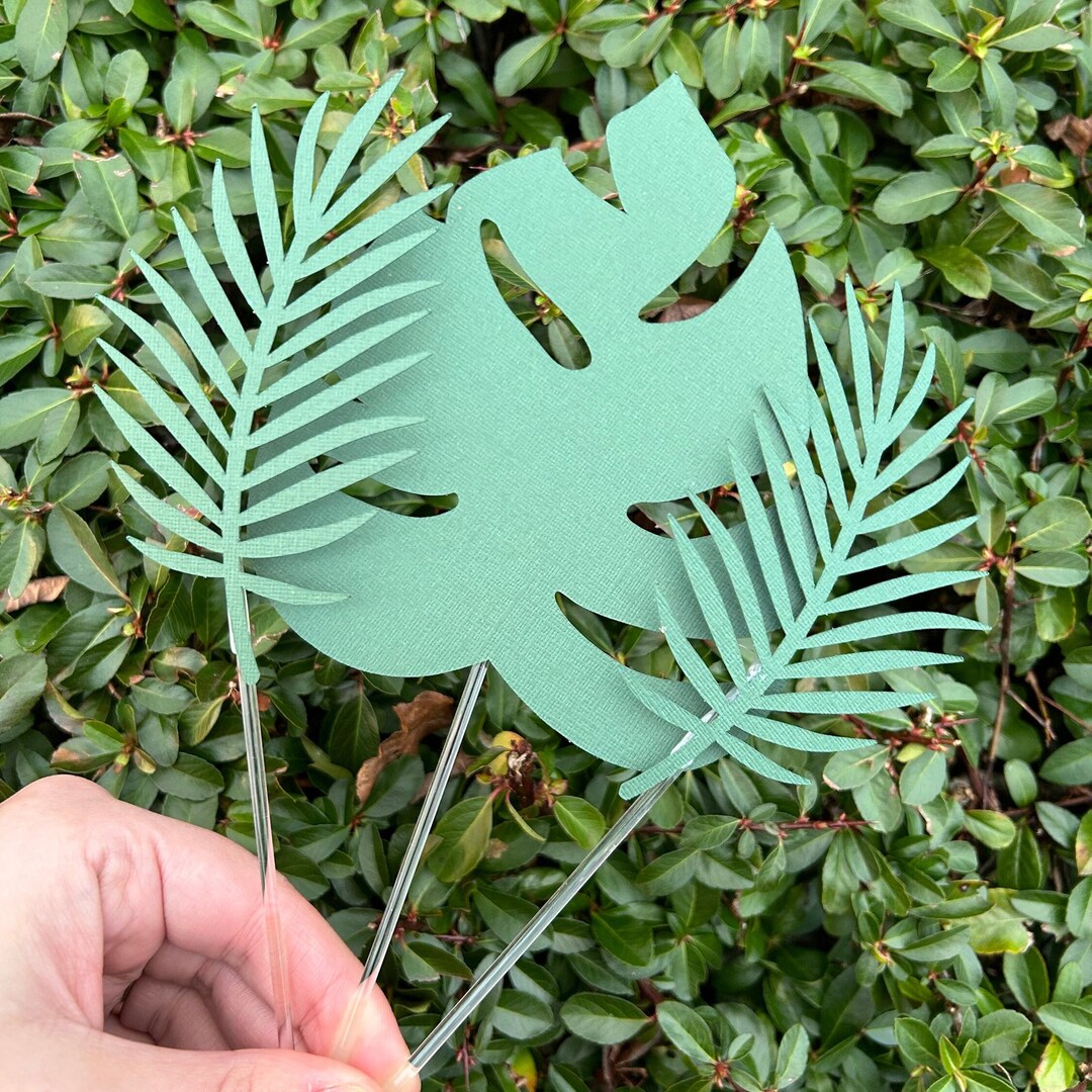 Jungle Cake Topper, Palm Leaves Cake Topper, Green Leaves, Leaf Cake