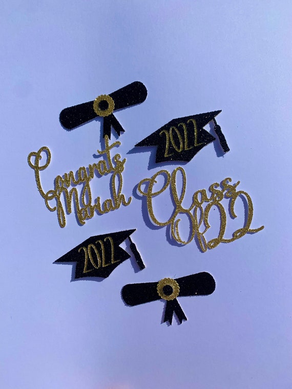 Panelee Gold & Blue Graduation Cake Topper - Class Of 2025 Decor With Grad Cap & Diploma Design - View #4