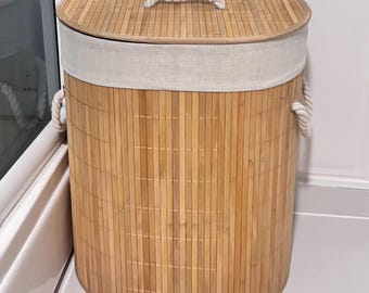 Wschekorb 3 Fcher 145L mit Deckel, 3 Wschescke und 6 klett  waschhinweisen herausnehmbaren Bambus Rahmen Wasserabweisender Wschesammler  - Etsy.de