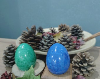 2 Polished Handmade Marble Eggs