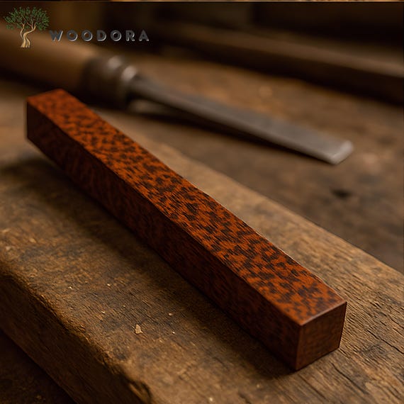 Rare Snakewood Knife Handle Blank – 4-Sided Figured Exotic Hardwood for Fine Carving & Luxury Crafts