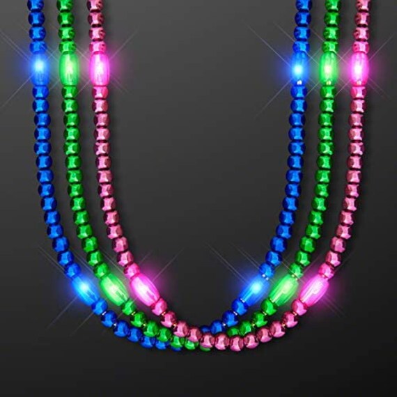 LED Light up Mardi Gras Bead Necklace Etsy