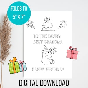 Druckbare Geburtstagskarte Für Oma | Geschenk für Oma | Ausmalbilder Geburtstagskarte