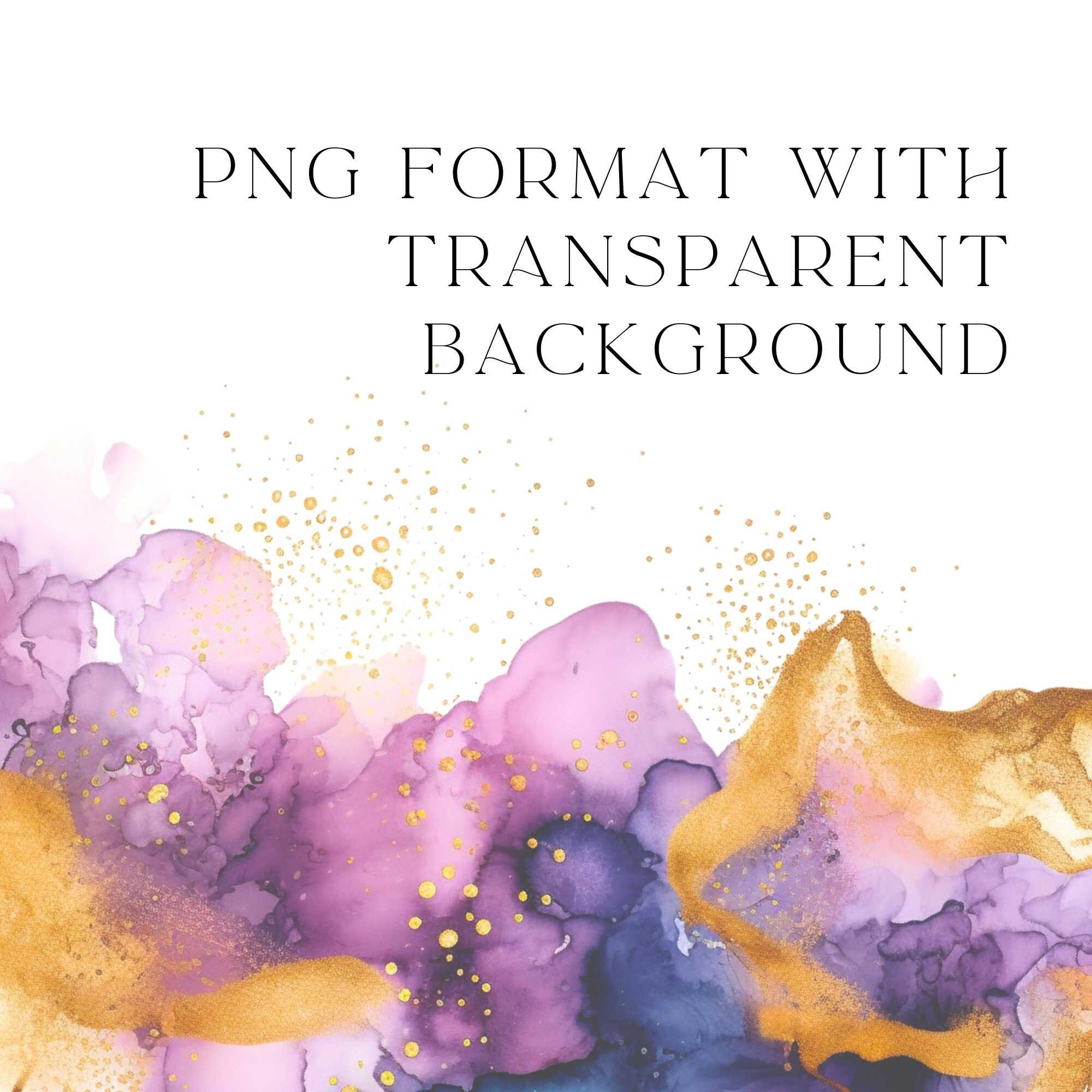 Alcohol Ink Cliparts With Gold Trimmings, Watercolor Splashes ...