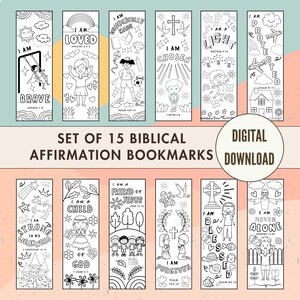 Biblical Affirmation Coloring Bookmarks | For Kids | Bible Printable | Instant Download | Christian Coloring | Bible Verse |