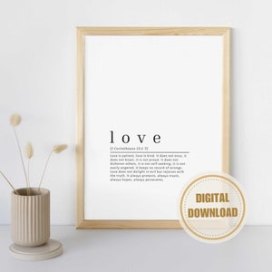 Love is patient, 1 Corinthians 13:4-5, Christian Wall Decor, Aesthetic, Bible Verse Wall Art, Modern Scripture Decor, Home Decor