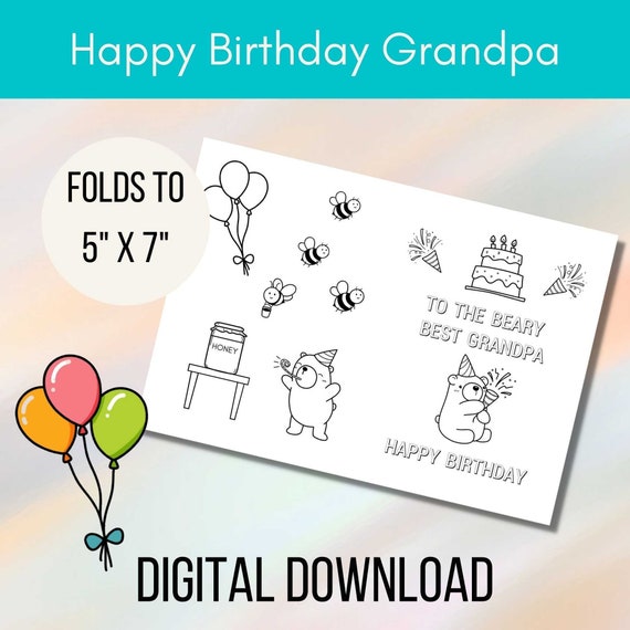 Printable Birthday Card for Grandpa Gift for Grandpa - Etsy