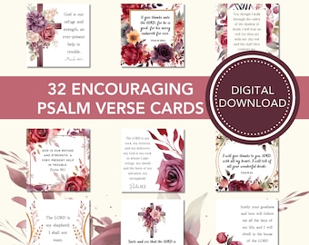 Encouraging Psalm Verse Cards: KJV Scripture (Digital Download)