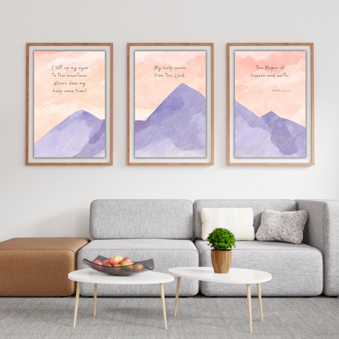 Psalm Wall Art Set, Psalm 121:1-2, Christian Wall Decor, Bible Verse ...