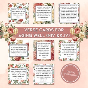 Cartes d'Écritures pour bien vieillir, cartes d'Écritures KJV, Écritures imprimables, cartes de versets, vieillir en beauté, vieillir, cadeau de retraite