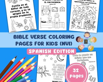 Spanish Bible Verse Coloring Pages for Kids (Digital Download)