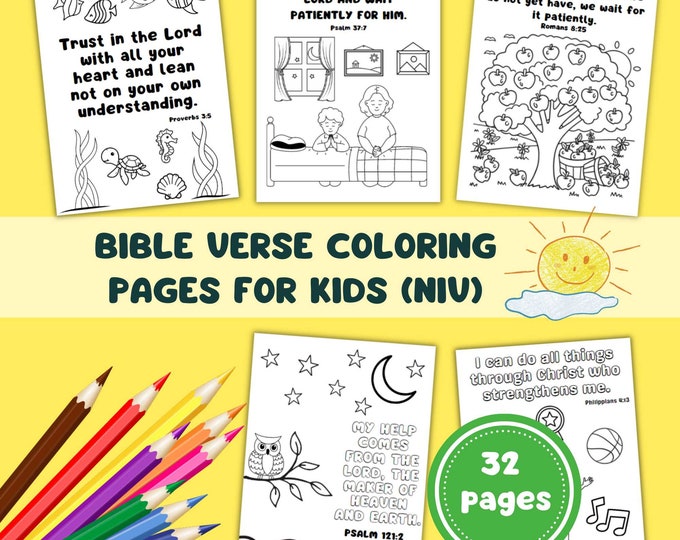 Bible Verse Coloring Pages for Kids Instant Download Children