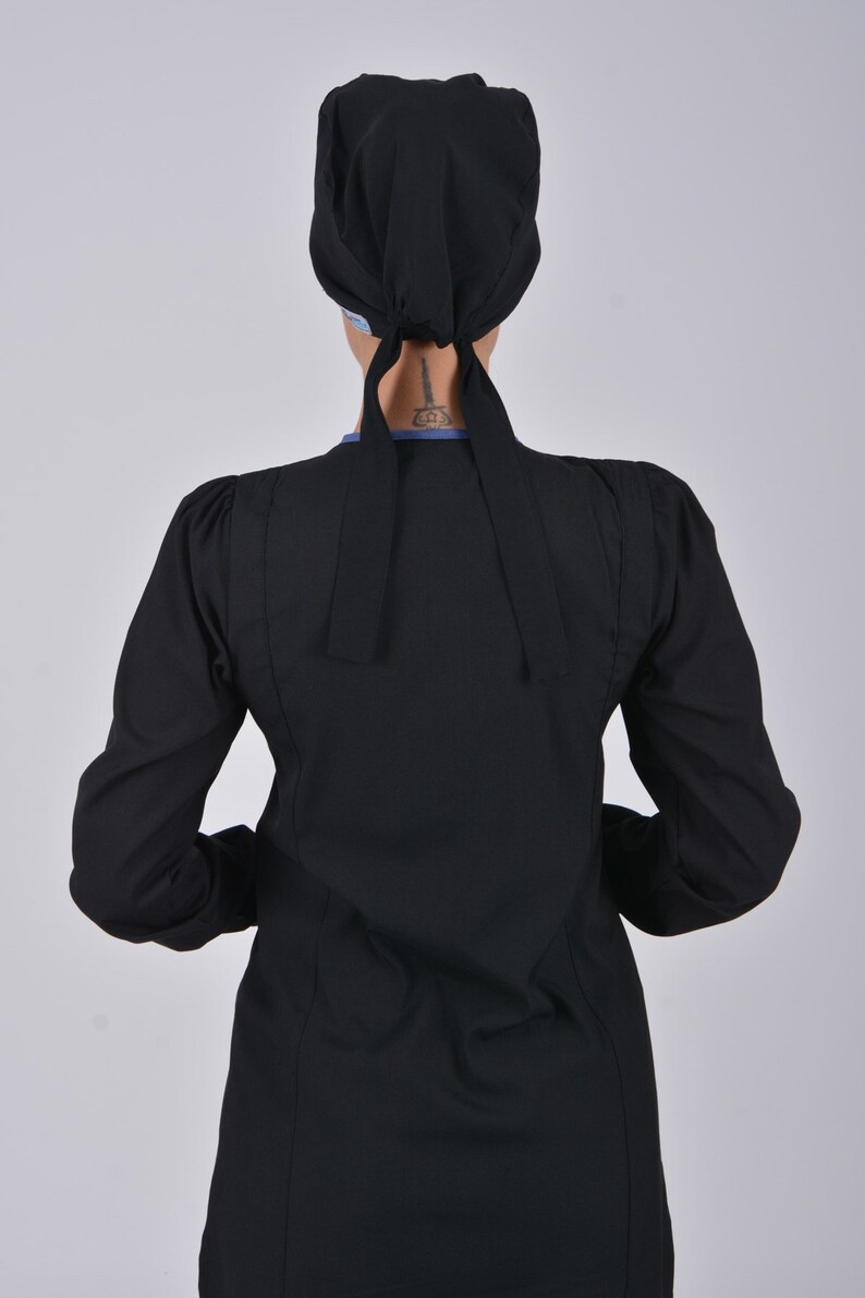 Muslim Hijab Scrubs Nurse Set, Balck Soft Hijab Lycra Viscosel Set
