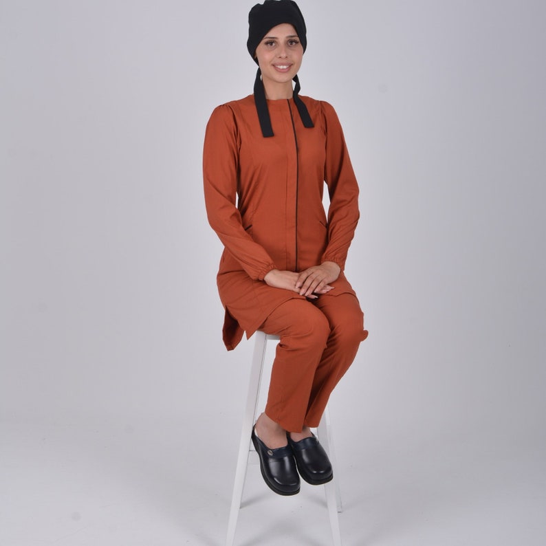 Muslim Scrubs Nurse Set, Tile Colour Soft Hijab Lycra Viscosel Set,muslim Nurse Set for Women