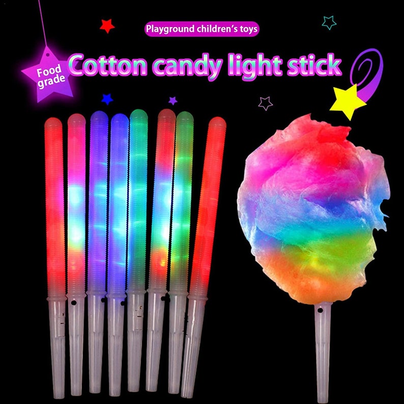 LED Professional Candy Floss Sticks Cotton Candy Machine Maker Reusable Sugar Light Glow Stick Colour Battery Operated BPA Free End Kids image 1